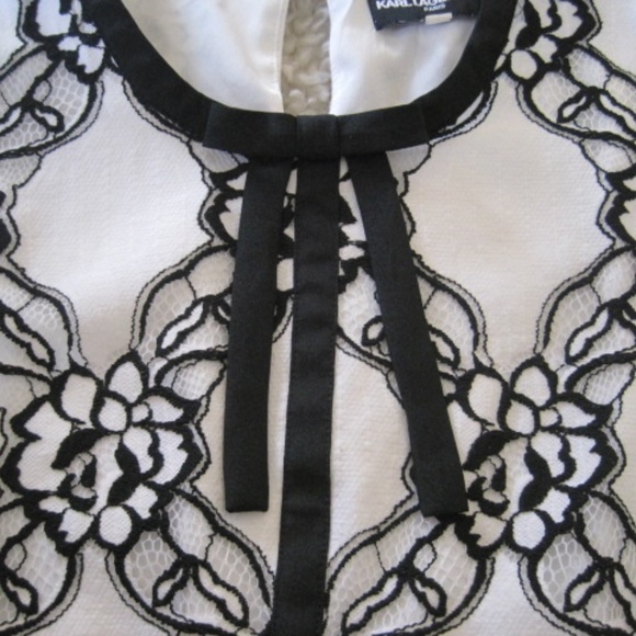 Karl Lagerfeld White/Black Lace Top - Picture 3 of 7